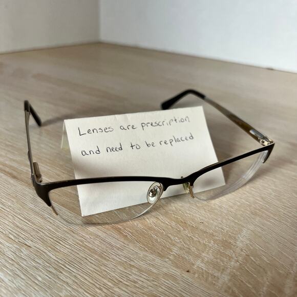 Jimmy Choo 58 FZ6 Eyeglasses Brown Gold Frames Only Metal Half Rim 54-16-135 main image 8